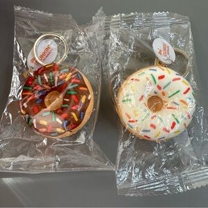 New Dunkin Donuts Keychain Squishy Sprinkle Soft Back Pack Clip Sealed 2-Pack